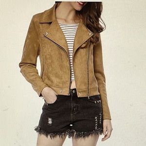 Allegra K faux suede biker jacket S-XS
